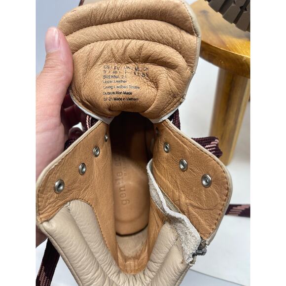 Gentle Souls Kenneth‎ Cole Brooklyn 2.1 Taupe Leather Burgundy Lace Up Boots - Picture 8 of 10